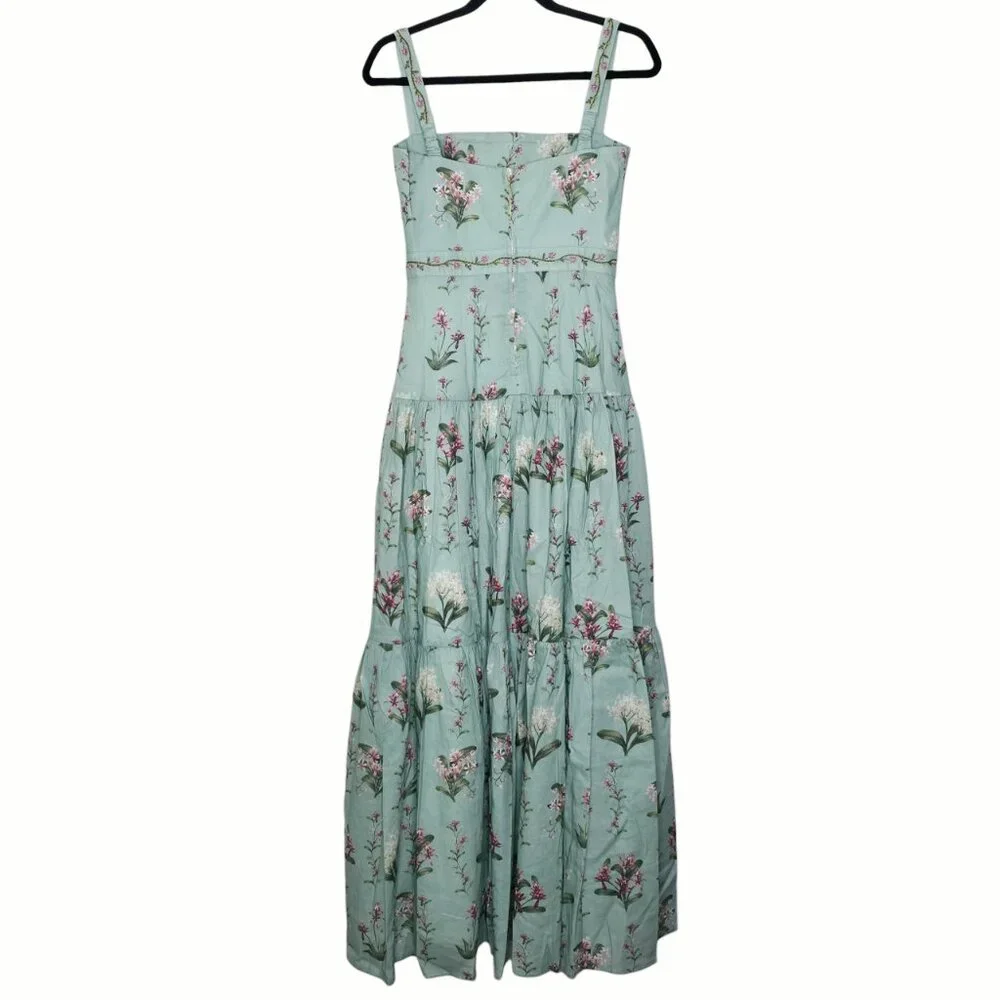 Agua by Agua Bendita Lima Maxi Dress Orquidea Green Embroidered Floral Size M - Picture 8 of 15